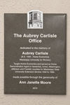 Aubrey Carlisle Office dedication sign