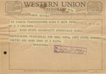 Telegram, Unsigned, to President Dean W. Colvard, 1963