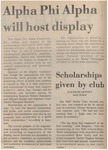 Newspaper Article, Alpha Phi Alpha Will Host Display, September 10, 1974