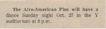 Newspaper Announcement, Afro-American Plus Dance, October 25, 1974 by The Reflector