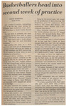 Newspaper Article, Basketballers Head Into Second Week of Practice, October 25, 1974 by Steve Roberts