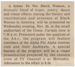 Newspaper Announcement, A Salute to the Black Woman, November 19, 1974