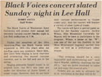 Newspaper Article, Black Voices Concert Slated Sunday Night in Lee Hall, November 22, 1974