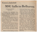 Newspaper Article, Women's Basketball, MSU Falls to Belhaven, January 21, 1975