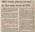Newspaper Article, MSU Team Places Second in Five-way Meet at LSU, January 28, 1975