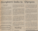 Newspaper Article, Orungbemi looks to Olympics, February 25, 1975 by Kyle Steward