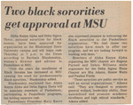Newspaper article, Two Black Sororities Get Approval at MSU, March 11, 1975