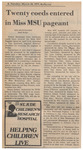 Newspaper Article, Twenty Co-Eds Entered in Miss MSU Pageant, March 18, 1975