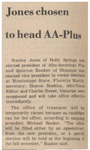 Newspaper Article, Jones Chosen to Head AA Plus, April 22, 1975