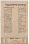 Newspaper Article, Affirmative Action Plan Applies to All, August 31, 1973