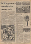 Newspaper Article, Bulldogs Come From Behind to Score Tie, September  18, 1973