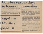 Newspaper Article, October Career Days to Focus on Minorities, September 25, 1973