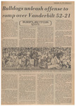 Newspaper Article, Bulldogs Unleash Offense to Romp Over Vanderbilt 52-21, September 25, 1973 by Scoop Bass