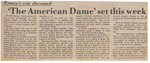 Newspaper Article, Women's Role Discussed: 'The American Dame' Set This Week, October 16, 1973 by The Reflector