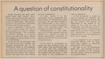 Newspaper Article, A Question of Constitutionality