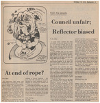 Newspaper Editorial, From the People: Council Unfair; Reflector Biased, October 19, 1973 by Jon Naugher