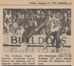 Newspaper Photograph, Alabama's Charles Cleveland and Mississippi State's Jerry Jenkins On the Court, January 17, 1974