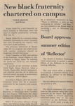 Newspaper Article, New Black Fraternity Chartered on Campus, January 21, 1974