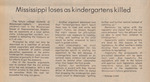 Newspaper Article, Mississippi Loses as Kindergartens Killed, February 8, 1974