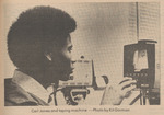 Newspaper Photograph, Carl Jones and Taping Machine, February 12, 1974