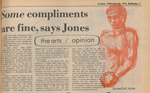 Newspaper Article, Some Compliments Are Fine, Says Jones, February 22, 1974