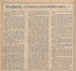 Newspaper Article, Students, Citizens, and Alderman, February 22, 1974