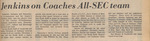 Newspaper Article, Jenkins on Coaches All-SEC Team, March 22, 1974