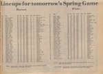 Newspaper Clipping, Lineups for Tomorrow's Spring Game, March 29, 1974 by The Reflector
