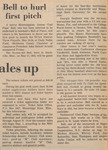 Newspaper Article, Bell to Hurl First Pitch, April 26, 1974