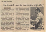 Newspaper Article, McKissick Wants Economic Equality, Feburary 9, 1973