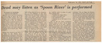 Newspaper Article, Dead May Listen as 'Spoon River' is Performed, February 16, 1973