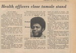 Newspaper Article, Health Officers Close Tamale Stand, February 23, 1973