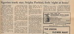 Newspaper Article, Nigerian Track Star, Seigha Porbini, Feels 'Right at Home', March 16, 1973