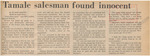 Newspaper Article, Tamale Salesman Found Innocent, April 4, 1973 by Elaine Graves