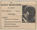 Newspaper Advertisement, The Buddy Miles Band in Concert, April 10, 1973