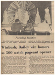 Newspaper Article, Winbush, Bailey Win Honors as 500 Watch Pageant Opener, April 10, 1973