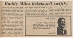 Newspaper Article, Buddy Miles Tickets Sell Swiftly, April 13, 1973