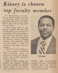 Newspaper Article, Kinsey is Chosen Top Faculty Member, April 17, 1973
