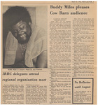 Newspaper Article, Buddy Miles Pleases Cow Barn Audience, April 27, 1973