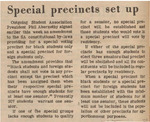 Newspaper Article, Special Precincts Set Up, May 5, 1972