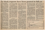 Newspaper Article, No Black Requests Have Been Granted in Full Yet, May 7, 1972