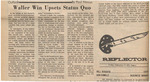 Newspaper Article, Outlook: Waller Win Upsets Status Quo, September 17, 1971