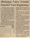 Newspaper Article, Mississippi Voters Granted Extended Voter Registration, September 25, 1971