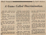 Newspaper Article, Black Viewpoint: A Game Called Discrimination, October 5, 1971