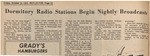 Newspaper Article, Dormitory Radio Stations Begin Nightly Broadcasts, October 15, 1971