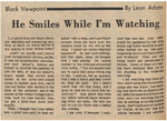Newspaper Article, Black Viewpoint: He Smiles While I'm Watching, October 19, 1971