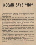 Newspaper Article, McCain Says 