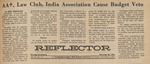 Newspaper Article, AA+, Law Club, India Association Cause Budget Veto, November 5, 1971