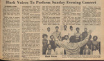 Newspaper Article, Black Voices to Perform Sunday Evening Concert, November 30, 1971