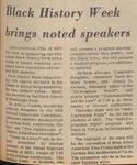 Newspaper Article, Black History Week Brings Noted Speakers, February 4, 1972